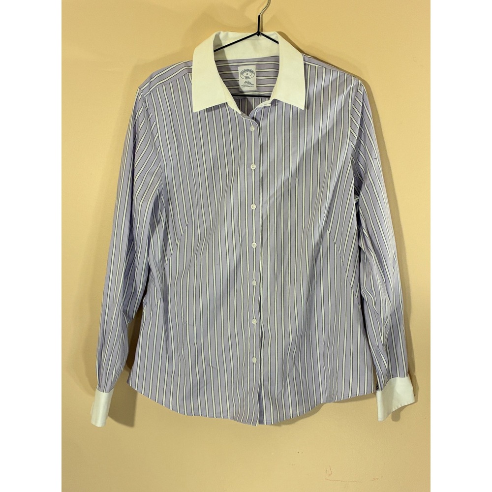 Brooks Brothers Non-Iron Button Down Shirt Dark Academia Fitted 12 Purple Stripe